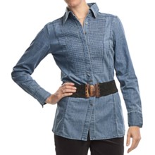FDJ French Dressing Denim Pleated Panel Tunic Shirt - Long Sleeve (For Women) in Indigo - Closeouts