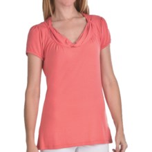 FDJ French Dressing Drapped Shirt - Stretch Viscose, Short Sleeve (For Women) in Coral - Closeouts