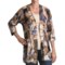 FDJ French Dressing Leaf Print Cardigan Sweater - 3/4 Sleeve (For Women) in Khaki