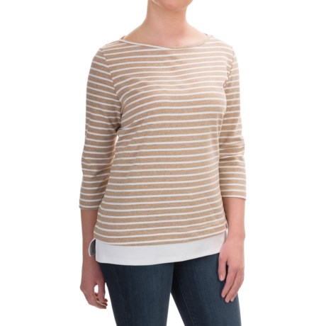 FDJ French Dressing Nautical Stripe Fooler Shirt Elbow Sleeve (For Women)