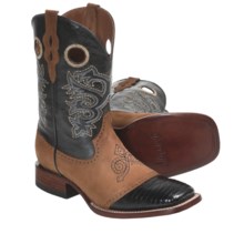 Ferrini Lizard Saddle Vamp Western Boots - 11”, S-Toe (For Men) in Black - Closeouts
