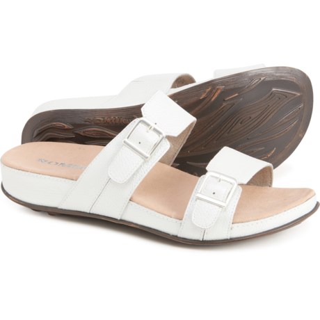 UPC 651385639455 product image for Fidschi 66 Slide Sandals - Leather (For Women) - SILVER NATURAL METALLIC (37 ) | upcitemdb.com