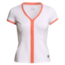Fila Center Court Athletic Shirt - Short Sleeve (For Women) in White/Hotcoral - Closeouts