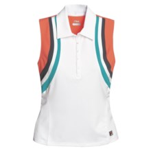 Fila Center Court Athletic Tank Polo Shirt - Sleeveless (For Women) in White/Hot Coral/Ebony/Veridan Green - Closeouts