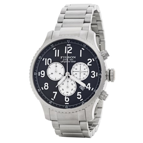 Filson Mackinaw Chronograph Field Watch - 43mm, Polished Stainless Steel Band For Men
