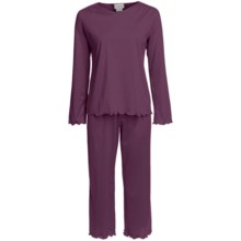 Fini Moore by Rosch Cotton Capri Pajamas - Long Sleeve (For Women) in Dark Berry - Closeouts