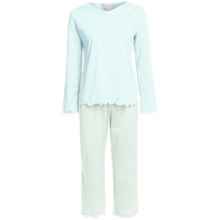 Fini Moore by Rosch Cotton Capri Pajamas - Long Sleeve (For Women) in Light Blue Green - Closeouts