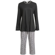 Fini Moore by Rosch Lettuce Edge Pajamas - Long Sleeve (For Women) in Black/White/Grey Trim - Closeouts