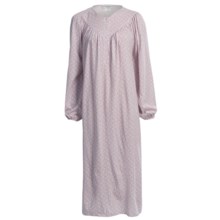 Fini Moore by Rosch Ruched Cotton Nightgown - Long Sleeve (For Women) in Lavender/White Print - Closeouts
