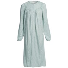 Fini Moore by Rosch Ruched Cotton Nightgown - Long Sleeve (For Women) in Light Blue Green/White Print - Closeouts