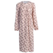 Fini Moore by Rosch Ruched Cotton Nightgown - Long Sleeve (For Women) in Pink/Taupe Print - Closeouts