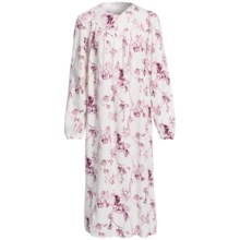 Fini Moore by Rosch Ruched Cotton Nightgown - Long Sleeve (For Women) in White/Magenta Print - Closeouts