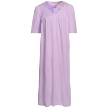 Fini Moore by Rosch Ruched V-Neck Nightgown - Short Sleeve (For Women) in Lavender - Closeouts