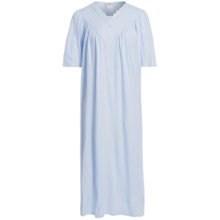 Fini Moore by Rosch Ruched V-Neck Nightgown - Short Sleeve (For Women) in Light Blue - Closeouts