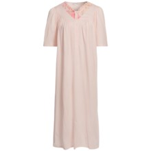 Fini Moore by Rosch Ruched V-Neck Nightgown - Short Sleeve (For Women) in Peach - Closeouts