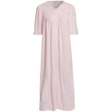 Fini Moore by Rosch Ruched V-Neck Nightgown - Short Sleeve (For Women) in Pink - Closeouts