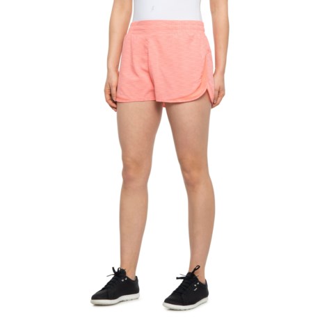 ASICS Flat Front Shorts - Built-In Briefs (For Women) - GUAVA SPACEDYE (S )