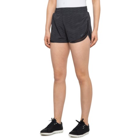 ASICS Flat Front Shorts - Built-In Briefs (For Women) - PERFORMANCE BLACK SPACEDYE (S )
