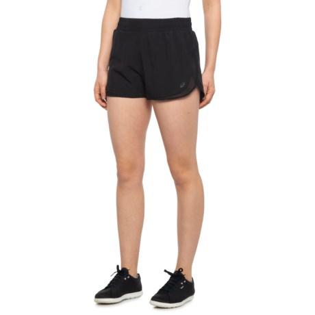 ASICS Flat Front Shorts - Built-In Briefs (For Women) - PERFORMANCE BLACK (XL )