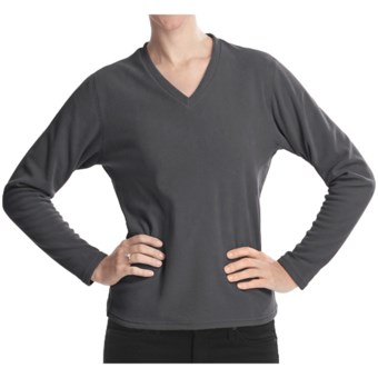 Fleece V-Neck Shirt - Long Sleeve (For Women)
