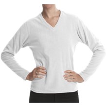 Fleece V-Neck Shirt - Long Sleeve (For Women) in White - 2nds