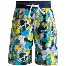 Floatimini Swim Trunks - Built-In Inner Briefs (For Boys) in Blue Maps - Closeouts