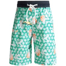 Floatimini Swim Trunks - Built-In Inner Briefs (For Boys) in Teal Sharks - Closeouts