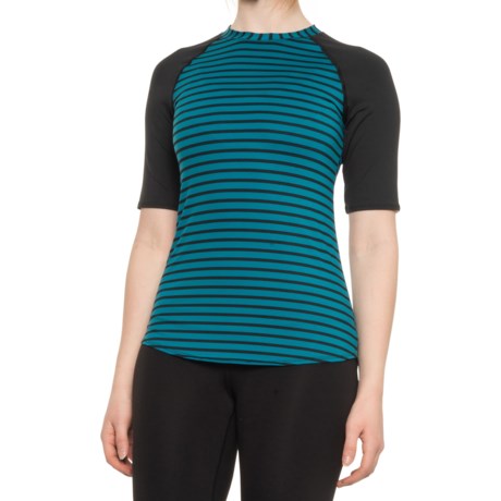 Corbeaux Foothills T-Shirt - Short Sleeve (For Women) - TEAL STRIPE (XL )