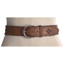 Forest and Culver Whip Stitch Belt - Turquoise Studs (For Women) in Tan - Closeouts
