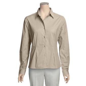 Forest & Hue Stretch Poplin Shirt - Reg and Plus Size, Long Sleeve (For Women) in Stone