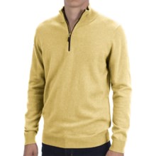 Forte Cashmere Fitted Sweater - Zip Mock Neck (For Men) in Straw - Closeouts