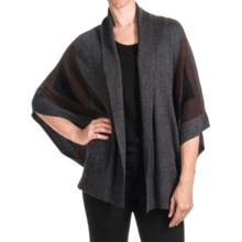 Forte Cashmere Intarsia Color-Block Ruana (For Women) in Charcoal - Closeouts