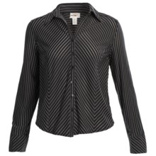 Four-Way Stretch Shirt - Hi-Lo Hem, Long Sleeve (For Plus Size Women) in Black/Grey - 2nds