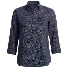 Foxcroft Cotton Lawn Shirt - Fitted, 3/4 Sleeve (For Women) in Navy Mini Dot - Closeouts