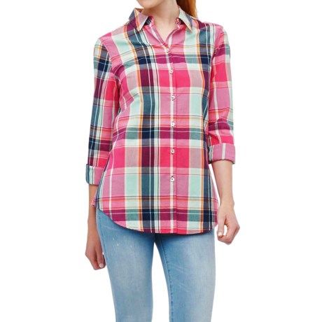Foxcroft Cotton Plaid Shirt Long Sleeve For Women