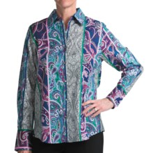 Foxcroft Cotton Shirt - Paisley Stripe, Long Sleeve (For Women) in Multi - Closeouts
