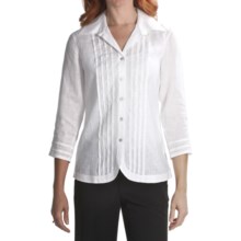 Foxcroft Fitted Pintuck Shirt - Linen, 3/4 Sleeve (For Women) in White - Closeouts