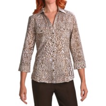 Foxcroft Fitted Wrinkle-Free Shirt - Cotton, 3/4 Sleeve (For Women) in Brown - Closeouts