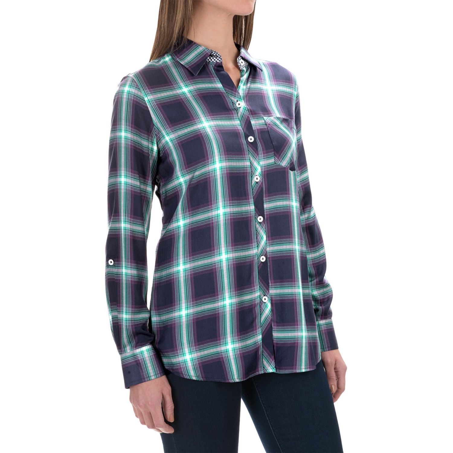 women's rayon plaid shirt