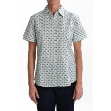 Foxcroft Wrinkle-Free Camp Shirt - Fitted, Short Sleeve (For Women) in Diagonal Floral - Closeouts