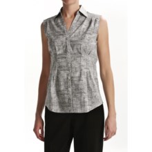 Foxcroft Wrinkle-Free Cotton Shirt - Sleeveless (For Women) in Black/White Crosshatch - Closeouts