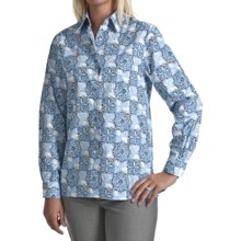 Foxcroft Wrinkle-Free Medallion Print Shirt - Cotton, Long Sleeve (For Women) in Blue Multi - Closeouts