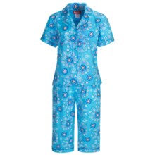 Frankie & Johnny Cotton Voile Pajamas - Short Sleeve, Capris (For Women) in Chubby Birds Night - Closeouts