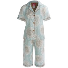 Frankie & Johnny Cotton Voile Pajamas - Short Sleeve, Capris (For Women) in Spring Blooms Gold - Closeouts