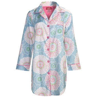 Frankie & Johnny Cotton Voile Sleepshirt - Long Sleeve (For Women) in Spring Blooms Pastel