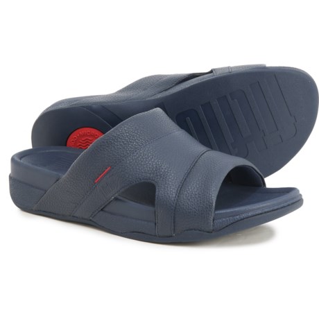 FitFlop Freeway Pool Slide Sandals - Leather (For Men) - 399 MIDNIGHT NAVY (10 )