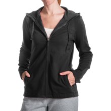 French Terry Hoodie Sweatshirt - Cotton-Modal, Full Zip (For Women) in Black - 2nds
