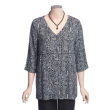 Fresco by Nomadic Traders Caprice Allyson Shirt Jacket - Crinkle Rayon, 3/4 Sleeve (For Women) in Tigress Black - Closeouts