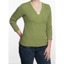 Fresco by Nomadic Traders Crossover Shirt - Smocked 3/4 Sleeve (For Women) in Cilantro - Closeouts