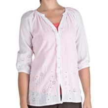 Fresco by Nomadic Traders Embroidered Springtime Shirt - 3/4 Sleeve (For Women) in White/White - Closeouts
